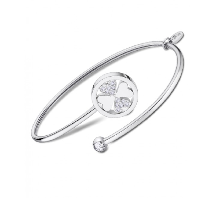 PULSERA LOTUS ACERO RIGIDA TREBOL Y CIRCONITAS  LS2169/2/1 