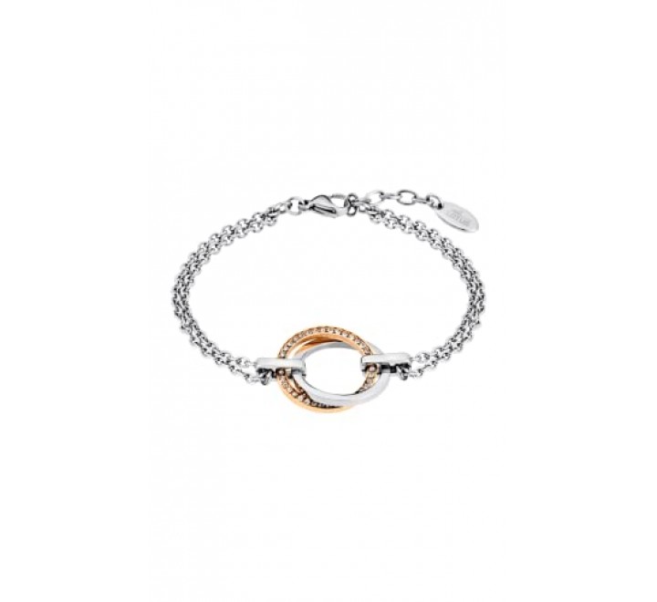 PULSERA LOTUS ACERO BICOLOR CIRCONITAS LS1780/2/2
