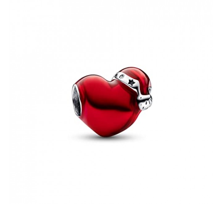 CHARM PANDORA PLATA CORAZON NAVIDE?O ROJO 792336C01