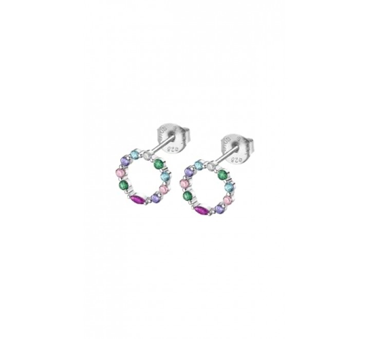 PENDIENTES LOTUS PLATA REDONDO CIRCONITAS COLORES LP3246-4/1