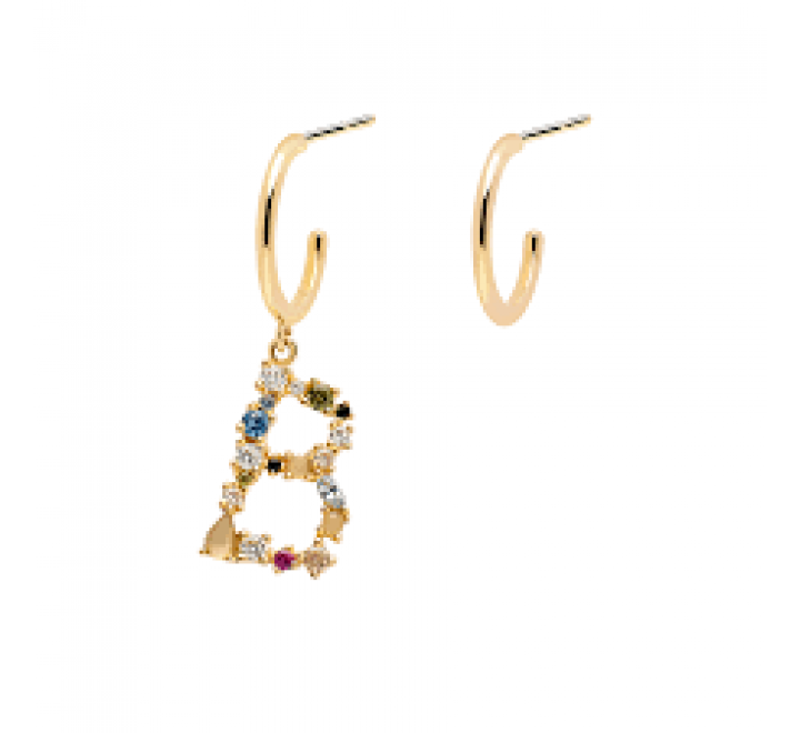 PENDIENTES PDPAOLA AR01-252-U PLATA CHAPADA LETRA B
