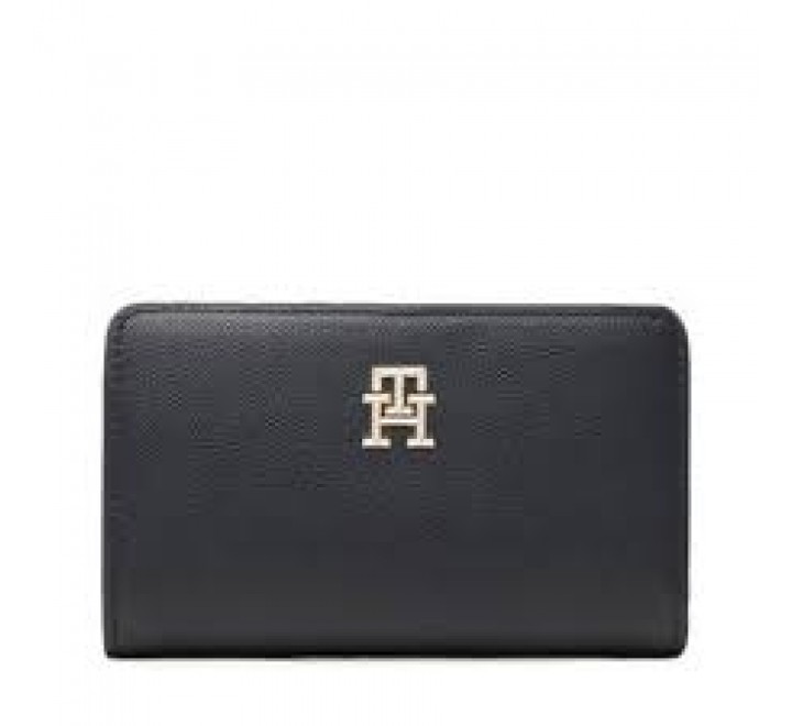 BILLETERA TOMMY HILFIGER AZUL LOGO DORADO AW0AW14643 DW6