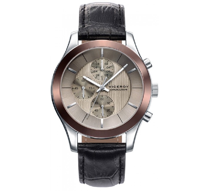 RELOJ VICEROY 42295-47 CABALLERO CORREA PIEL NEGRA Y ACERO