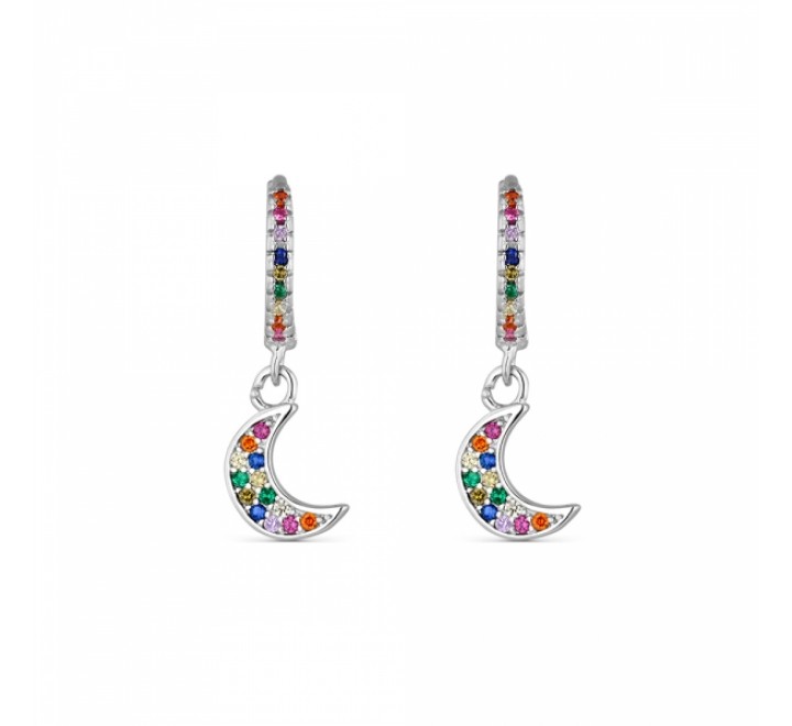 PENDIENTES PLATA ARITO DE 12MM MULTICOLOR LUNA 9110368