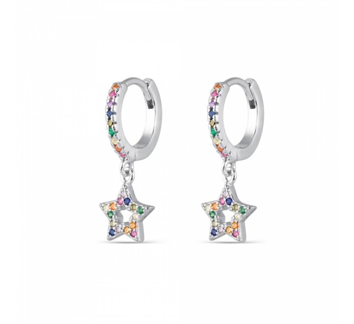 PENDIENTES PLATA ARO 12MM MULTICOLOR ESTRELLA 9110361