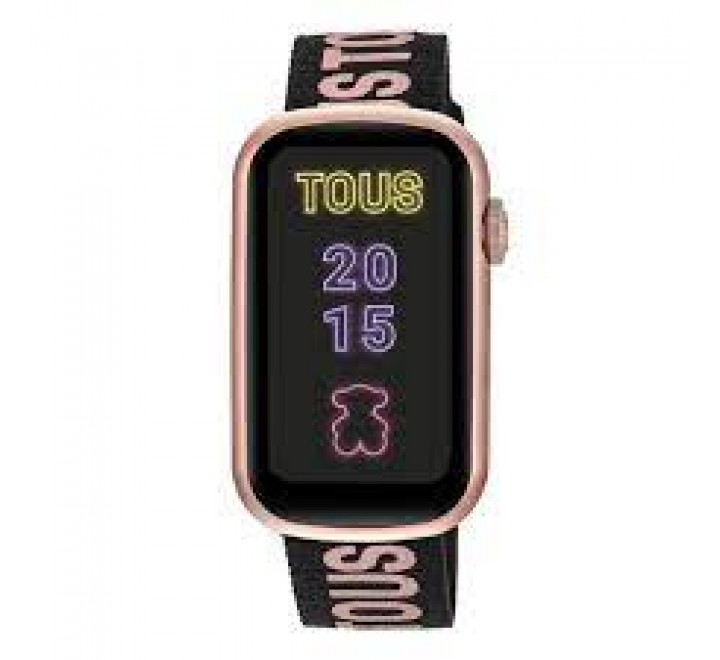 RELOJ TOUS SMART CAJA ALUMINIO ROSA CORREA NEGRA 200351092