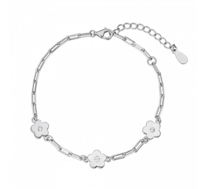 PULSERA PLATA 3 FLORES 6MM CON CIRCONITA 9111484