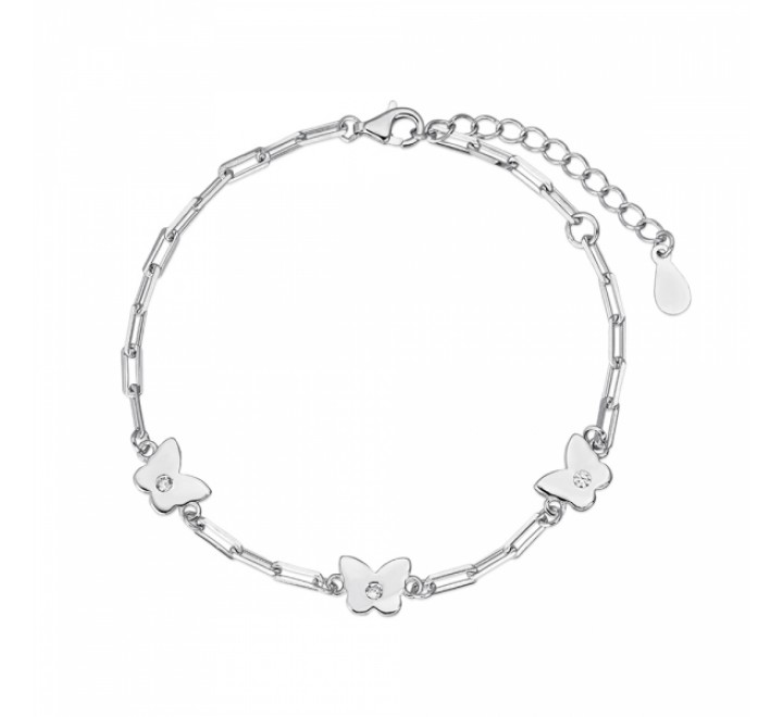 PULSERA PLATA 3 MARIPOSAS 6MM CON CIRCONITA 9111483