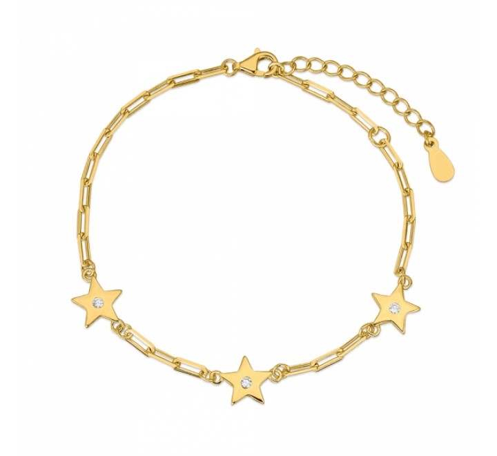 PULSERA PLATA DORADA 3 ESTRELLAS 6MM CON CIRCONITA 9111476