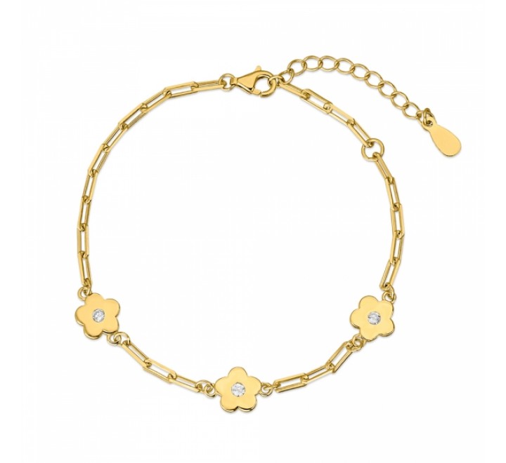 PULSERA PLATA DORADA 3 FLORES CON CIRCONITA 9111478
