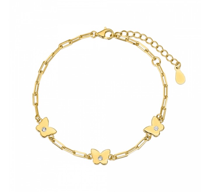 PULSERA PLATA DORADA 3 MARIPOSAS 6MM CON CIRCONITA 9111477