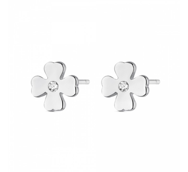 PENDIENTES PLATA TREBOL 8MM CON CIRCONITA Y PRESION 9111473