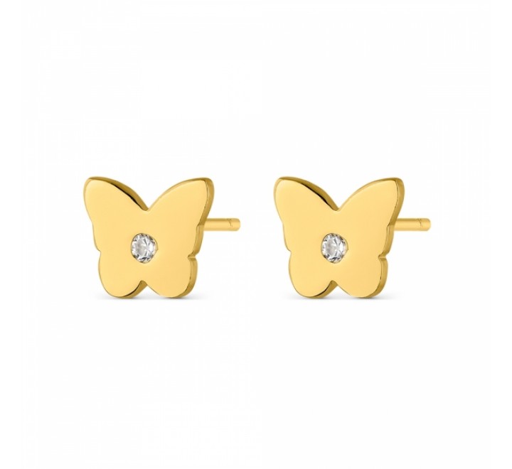 PENDIENTES PLATA DORADA MARIPOSA 8MM CON CIRCONITA 9111464