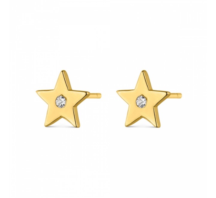 PENDIENTES PLATA DORADA ESTRELLA 8MM CON CIRCONITA 9111463