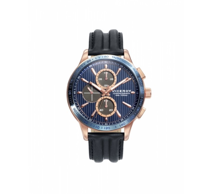 RELOJ VICEROY 471177-37 CORREA PIEL AZUL CAJA CHAPADO ROSADO
