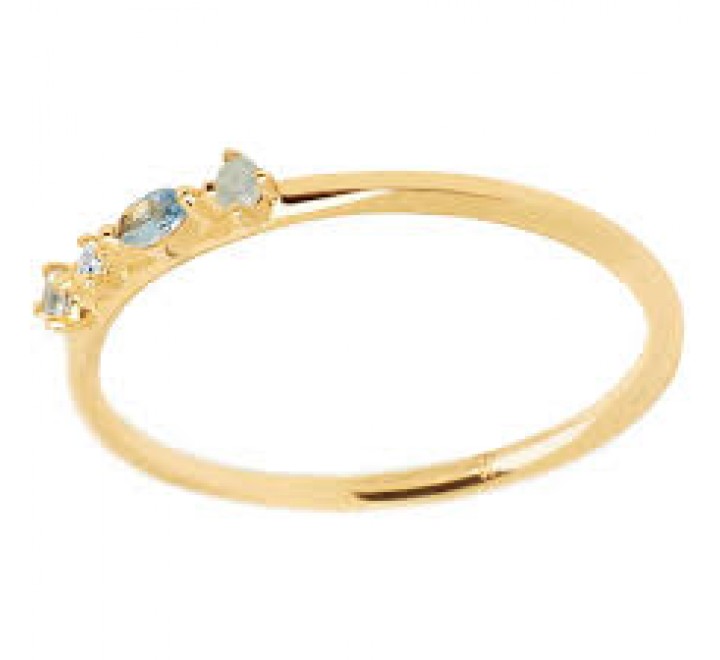 ANILLO PD PAOLA PLATA CHAPADA Nº14 PIEDRAS AZULES AN01-193-14