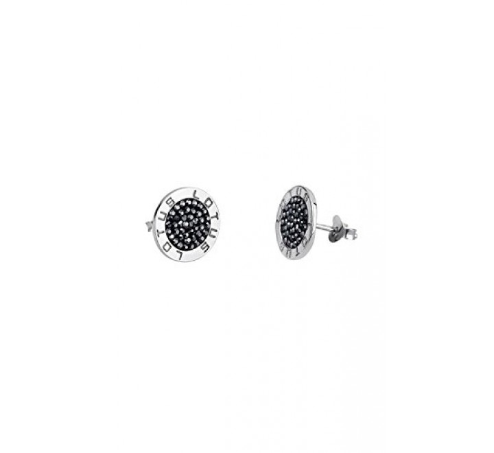 PENDIENTES LOTUS PLATA REDONDO CIRCONITAS NEGRAS LP1252-4/4