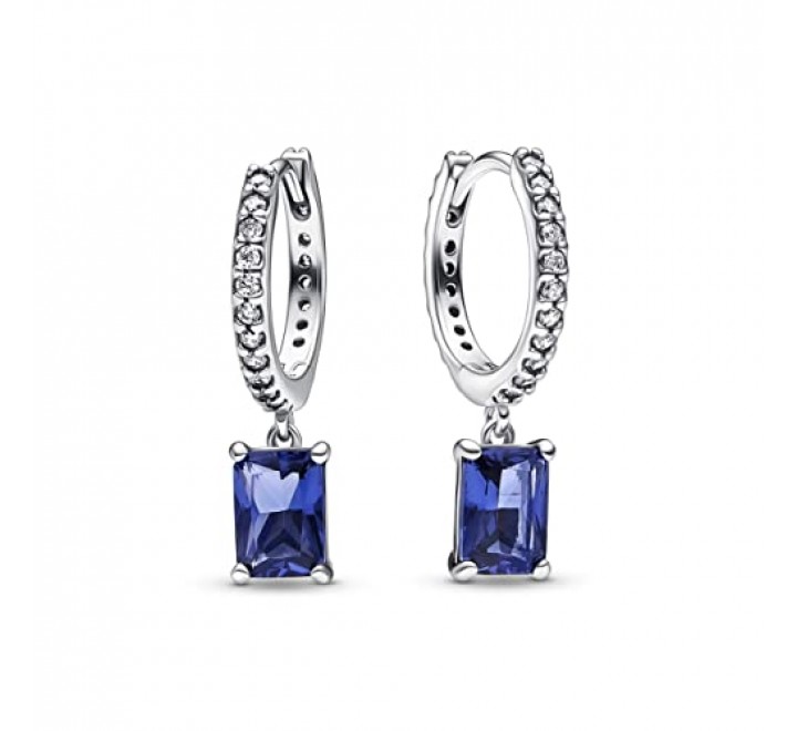 PENDIENTES PANDORA PLATA ARO RECTANGULO AZUL 292381C01