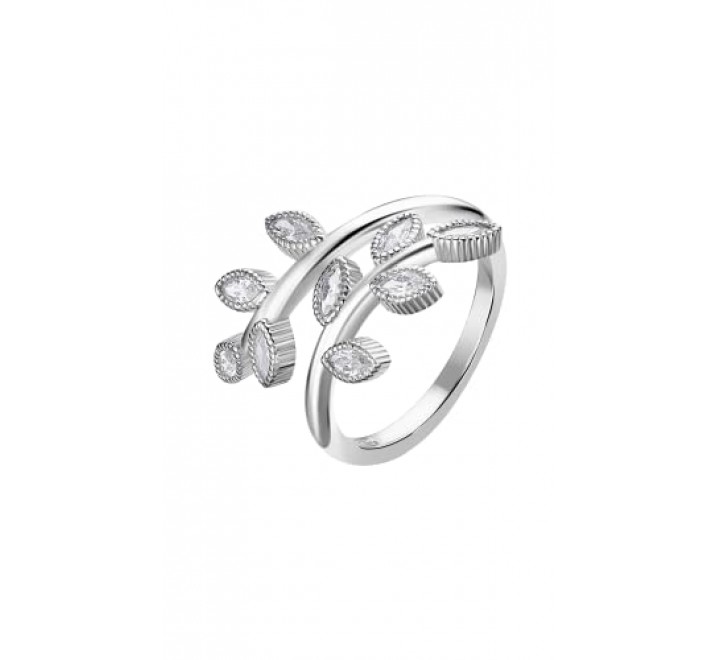 ANILLO LOTUS PLATA HOJAS CIRCONITAS ABIERTO LP1783-3/116