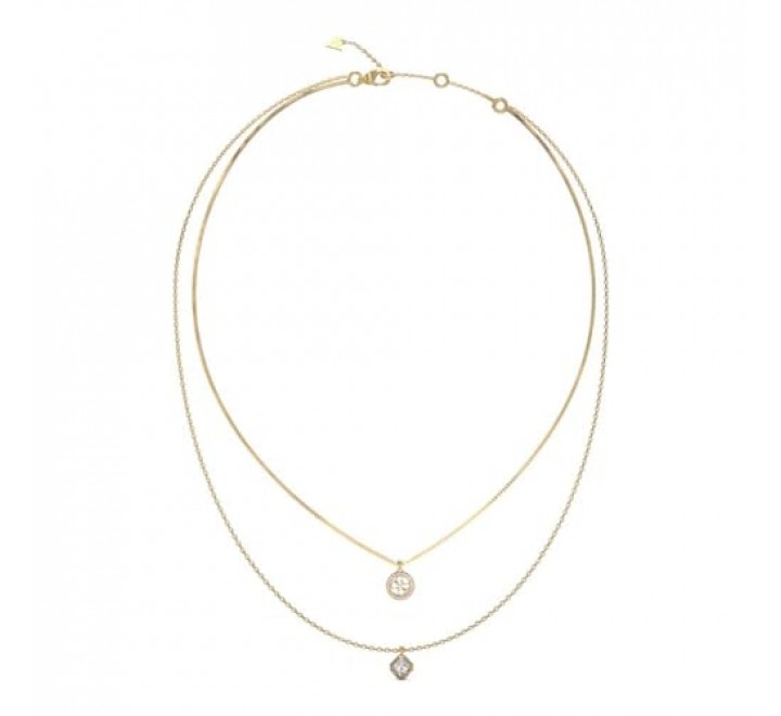 COLGANTE GUESS DOBLE CADENA ACERO DORADO JUBN04159JWYGT-U
