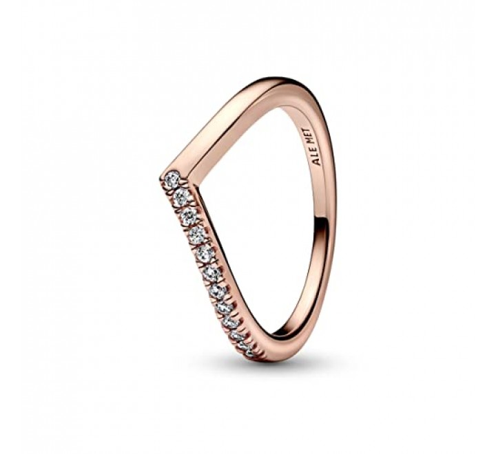 ANILLO PANDORA PLATA ROSADA MITAD CIRCONIT N?12 182394C01-52