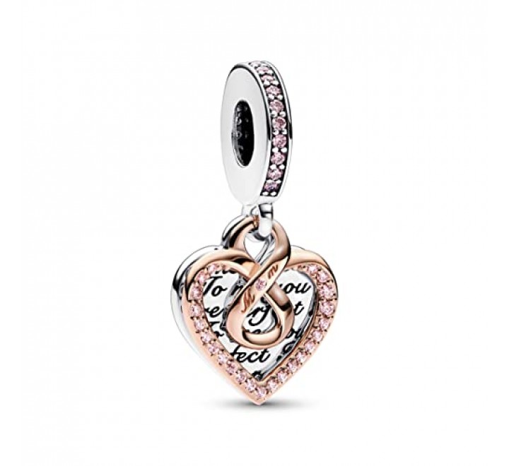 CHARM PANDORA PLATA BICOLOR CORAZONES CIRCONITAS 782641C01