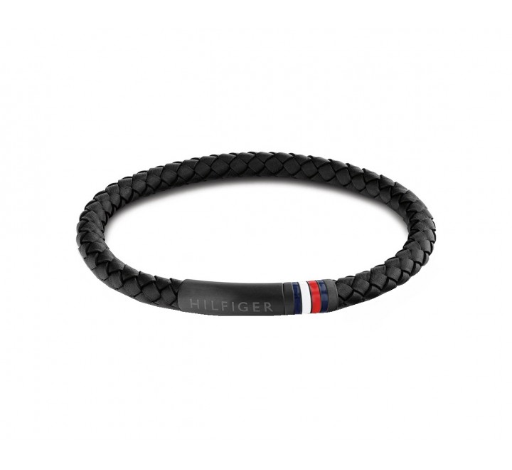PULSERA TOMMY HILFIGER CUERO NEGRO TRENZADO 2790403