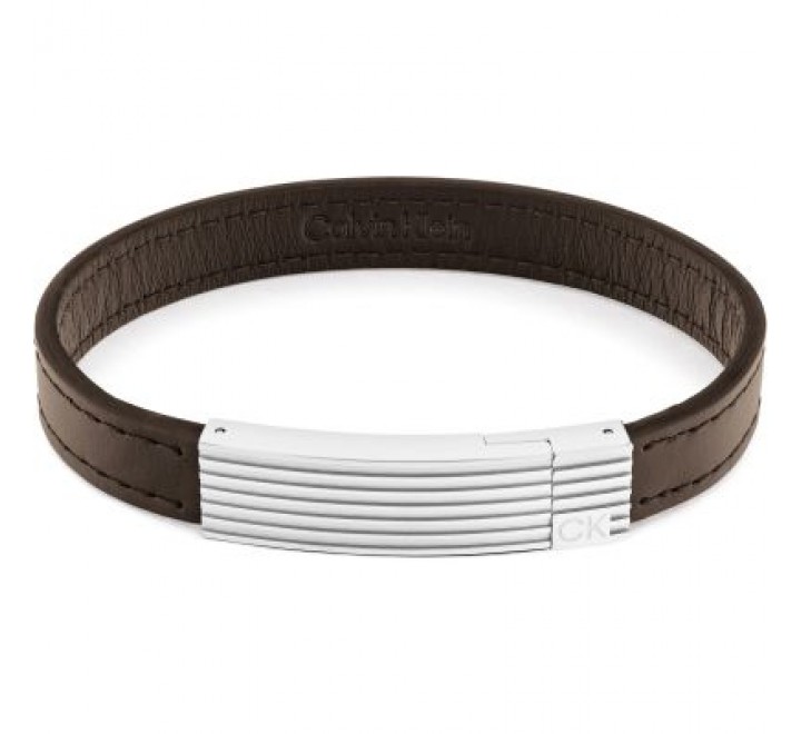 PULSERA CALVIN KLEIN CUERO MARRON Y ACERO 35000268