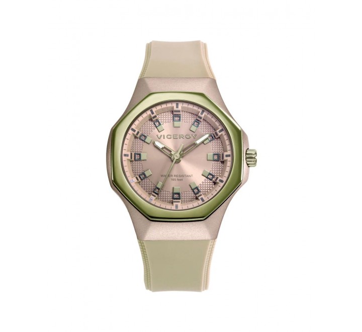 RELOJ VICEROY ALUMINIO BEIGE Y ACERO IP VERDE 401232-47