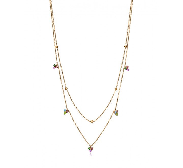COLLAR VICEROY PLATA DORADA DOBLE CON PIEDRAS 4097C100-49