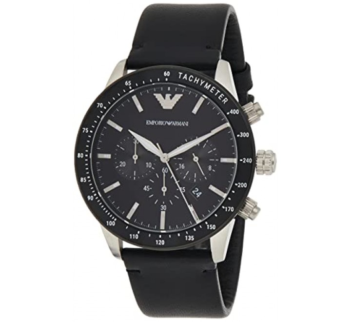 RELOJ EMPORIO ARMANI CAJA ACERO CORREA PIEL NEGRA AR11243