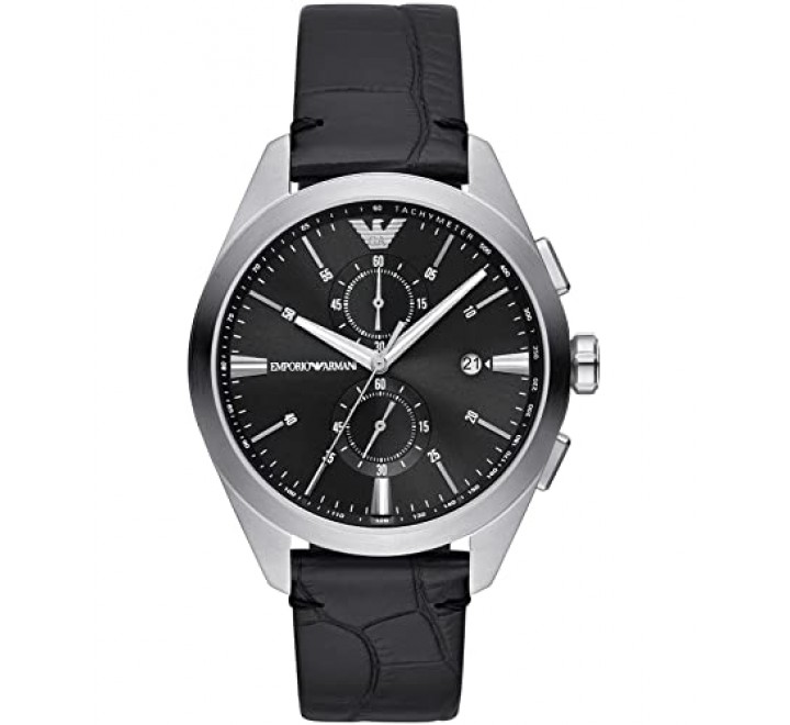 RELOJ EMPORIO ARMANI CAJA ACERO CORREA PIEL NEGRA AR11542