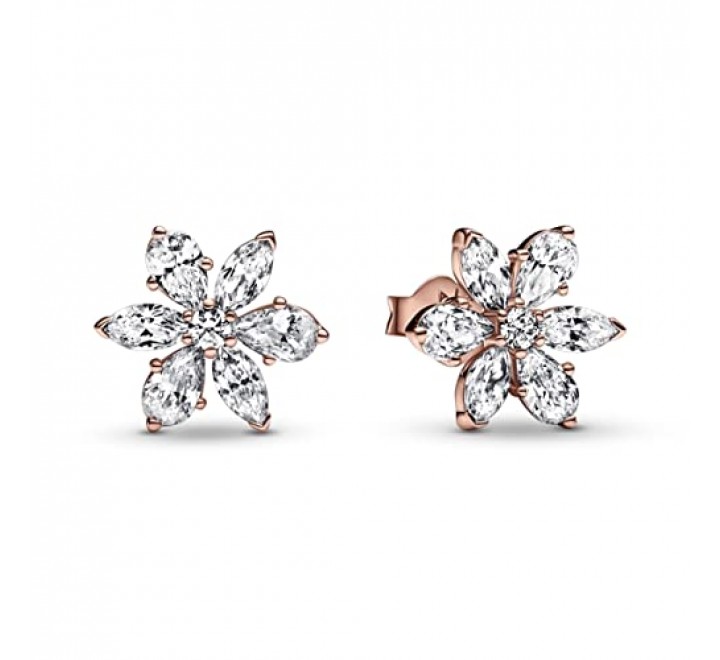 PENDIENTES PANDORA PLATA ROSADA FLOR CIRCONITA 282407C01
