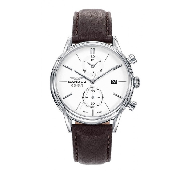 RELOJ SANDOZ 81475-07 CORREA PIEL MARRO CAJA ACERO