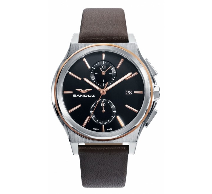 RELOJ SANDOZ 81485-57 CORREA PIEL MARRO CAJA ACERO