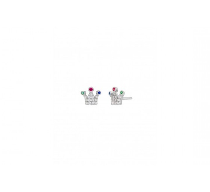 PENDIENTES MAREA PLATA CORONA CIRCONITAS CON COLOR D02401/AT