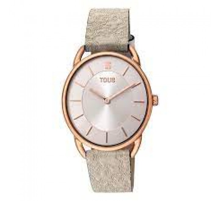 RELOJ TOUS ESFERA OVAL ACERO ROSADO CORREA BEIGE 200351020