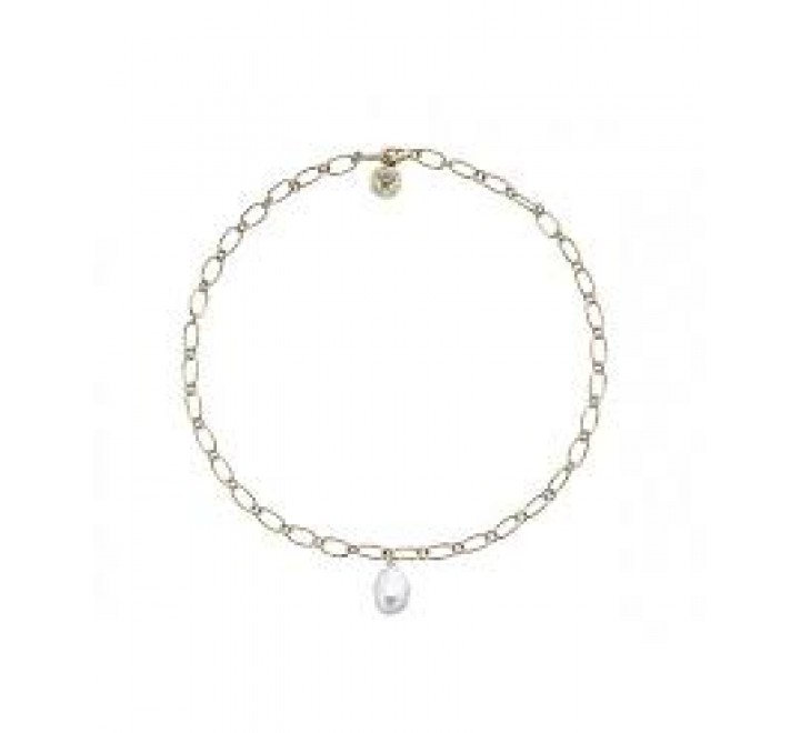 GARGANTILLA PLATA DORADA ESLABONES Y PERLA 00509180