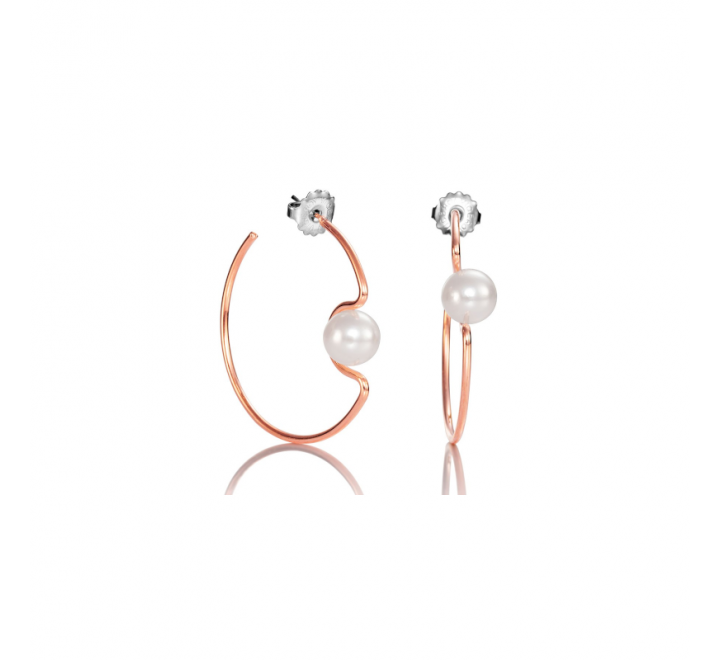 PENDIENTES VICEROY METAL ROSADO AROS CON PERLA 3199E09019