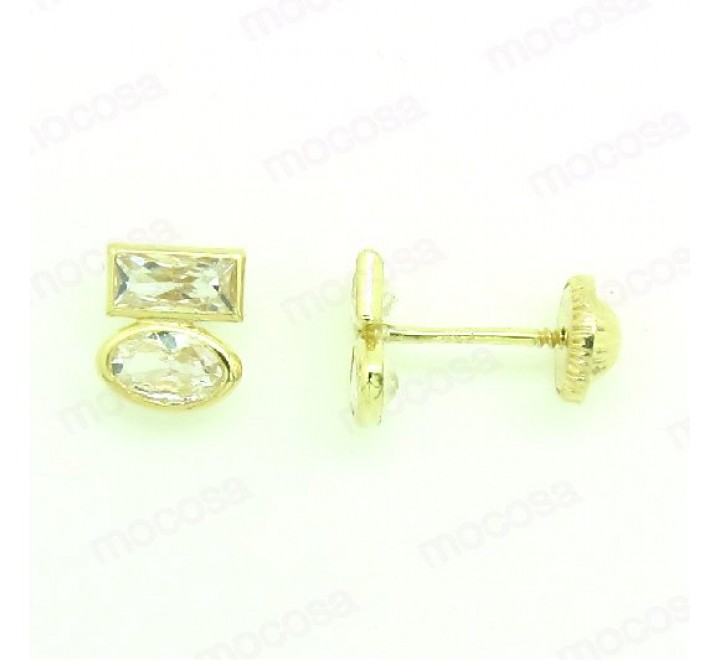 PENDIENTES ORO CIRCONITA BAGUET Y PERA MOCOSA 6100818