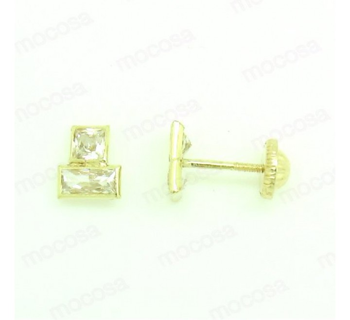 PENDIENTES ORO BAGUET CARRE CIRCONITA MOCOSA 6100821