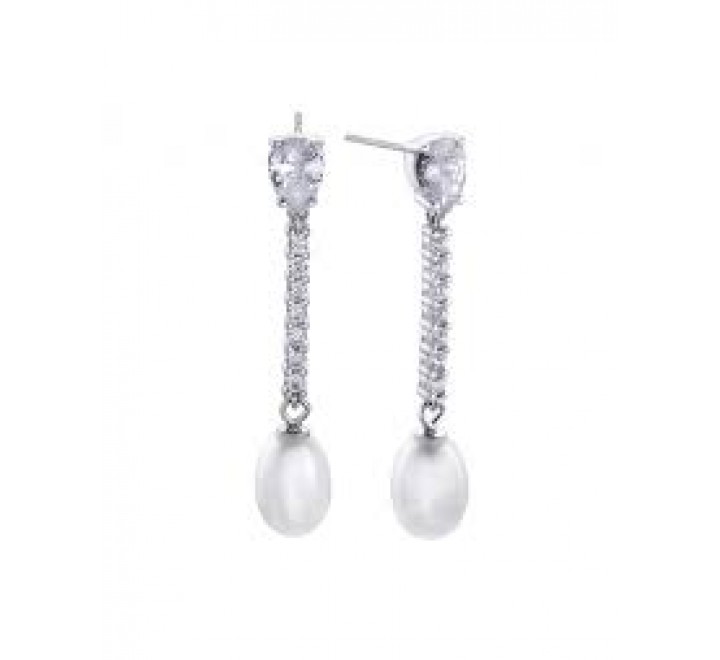 PENDIENTES PLATA BARRA CIRCONITAS Y PERLAS 00511516