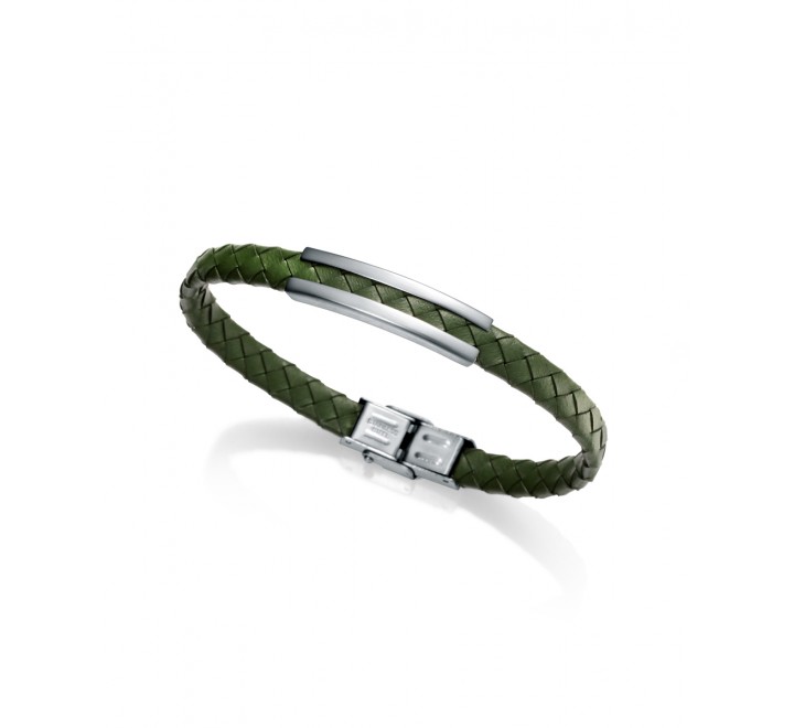 PULSERA VICEROY ACERO Y PIEL TRENZADA VERDE 6462P01016