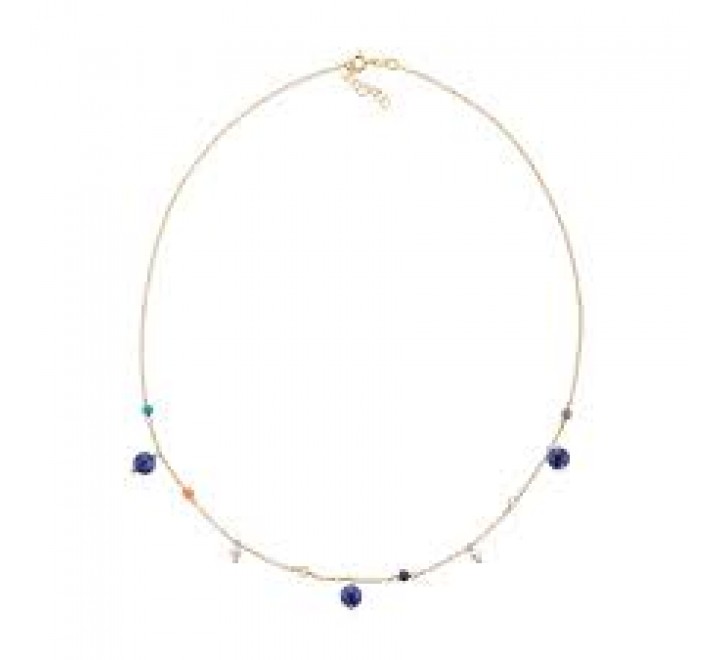 GARGANTILLA PLATA DORADA LAPISLAZULI TURQUESA PERLA 00511689