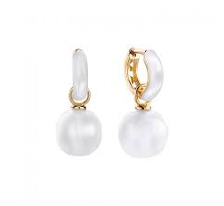 PENDIENTES PLATA DORADA ARO CON NACAR Y PERLA 00511597