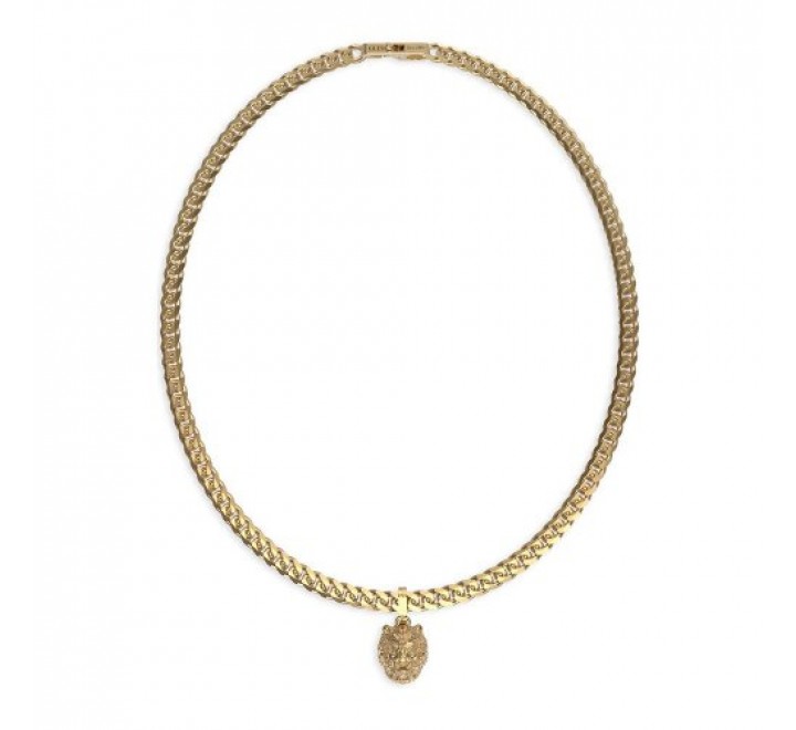 COLLAR GUESS ACERO DORADO Y CABEZA LEON JUMN01301JWYGT-U