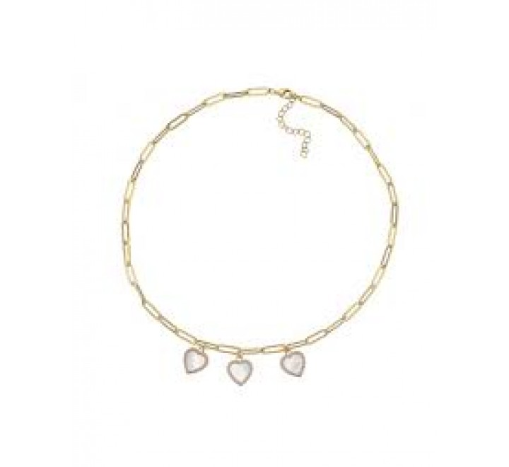 GARGANTILLA PLATA DORADA ESLABON 3 CORAZONES NACAR 00511533