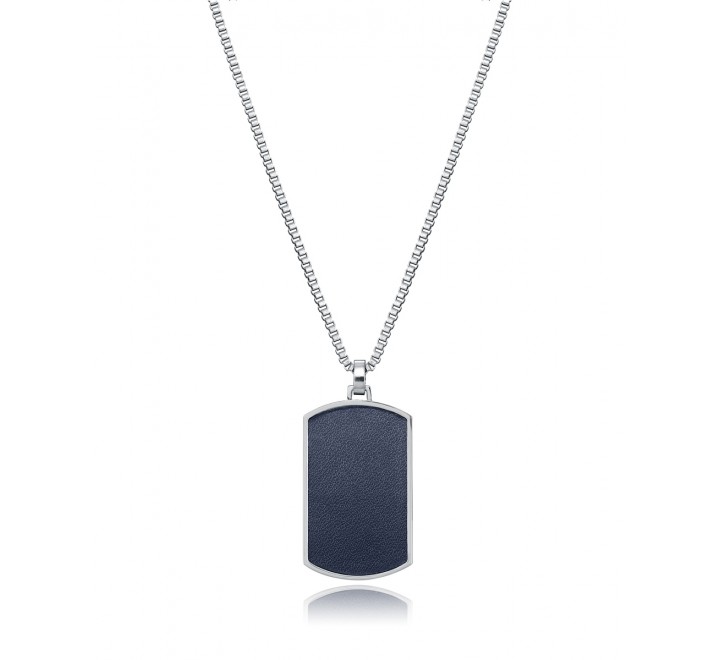 COLLAR VICEROY 75151C01013 ACERO PLACA MILITAR PIEL AZUL