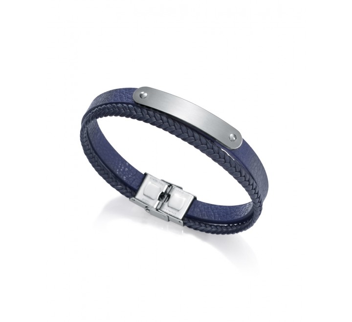 PULSERA VICEROY 75225P01013 DOBLE PIEL AZUL Y PLACA ACERO