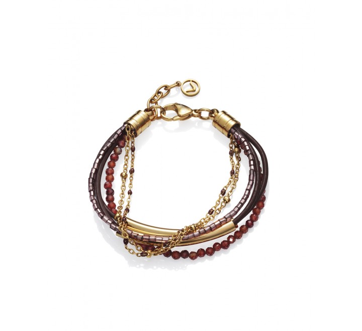 PULSERA VICEROY DORADO MULTI PIEL MARRON BOLAS 75237P01011